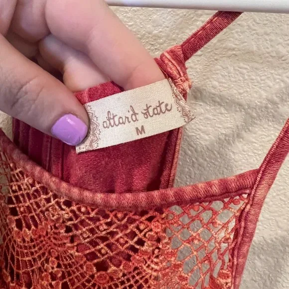 Altar'd State | Coral Crochet Knit Tank Top, M - Picture 4 of 4